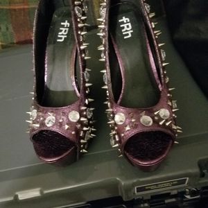 Metallic purple studded heels
